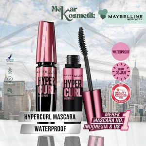 Maybelline Volum Express Hypercurl Waterproof Mascara Make Up - Very Black 5 ml Smudgeproof Tahan 24 Jam
