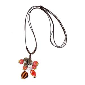 Artistics Ceramic Leaf Necklace Textured Pendant On Adjustable Chain Portable Statement Pieces for Trendy Women