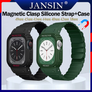 สายนาฬิกาข้อมือ แม่เหล็ก สําหรับสมาร์ทวอทช์ for Apple Watch Ultra 2 iwatch series 9 8 7 6 SE2 5 4 3 ขนาด 49มม.45 44 42 41 40 38 มม. สายยางและเคสป้องกัน
