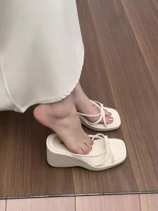 New Summer Women Platform Wedges Heel Clip Toe Slippers Concise Narrow Band Slide Ladies Outdoor Party Dress Vacation Sandalias2026