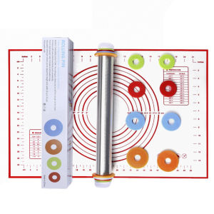 Adjustable Rolling Pin Dough Mat Dough Roller Stainless Steel Fondant Paste Cake Tool Dough Roller 4 Removable Ring For Pizza2026