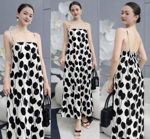 Đầm 2 Dây Dáng Suông In Họa Tiết Chất Vải Mềm Mịn Nhẹ Váy Maxi Freesize Mặc Nhà Đi Chơi Đi Biển VD01 - BEEKIDS