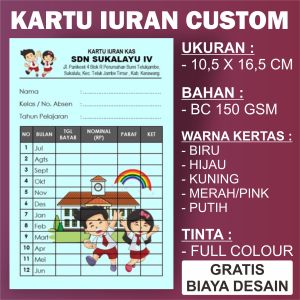 100 PCS KARTU IURAN CUSTOM/WATERMARK/SPP/INFAQ/SYAHRIYAH/IURAN BULANAN ZAIN GRAFIKA