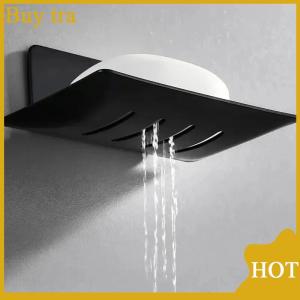 [Buytra] Thép Carbon phòng tắm vòi hoa sen lưu trữ xà phòng khay giá xà phòng khay treo tường thoát nước xà phòng Khay hộp