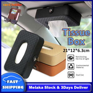 [Ready Stock]Car Tissue Box Universal Auto Sun Visor Hanging Multi Purpose Leather Button Tissue Holder Storage Box Napkin Holder Pouch Paper Box Car Accessories Car Card Holder