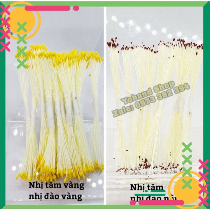 Nhụy hoa giả, Nhị đào handmade làm hoa đào bằng voan, hoa giấy nhún ...