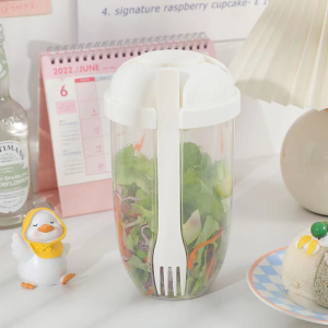 Portable 1000ml Large-Capacity Fat-Reducing Light Salad Cup With Fork Food Container Anti-drop Lunch Box Fruit Milk Cups