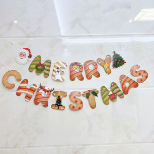 Merry Christmas Banner Pull Flag Holiday Decorations Atmosphere Hanging Christmas Decorations new year Banner