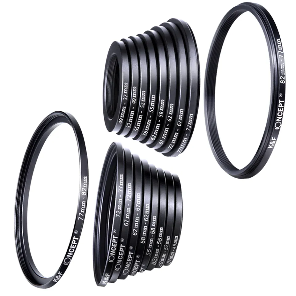 18pcs Camera Lens Filter Metal Stepping Rings kit 9pcs Step Up