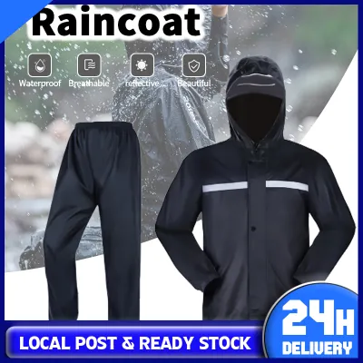 [Ready Stock] Waterproof Rain Coats Oxford Cloth Raincoat Motorcycle Rain Coat Jacket Men Raincoats Windproof Reflective Strip Elastic Waistband Suit Impermeable Rain Jackets Suit Baju Hujan