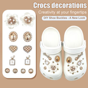 ชุดดอกรองเท้ามุก อุปกรณ์ตกแต่ง พลอยเทียม โลหะที่ถอดออกได้