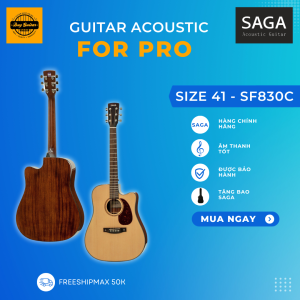 Đàn guitar acoustic Saga SF830C full size 41 chính hãng Duy Guitar Store phân phối