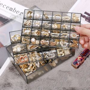 PUDE Large Capacity Clear Necklace Rings 38 Grid for Women Girls Earrings Bracelets Jewelry Storage Box Jewelry Display Case Holder Jewelry Organizer Box