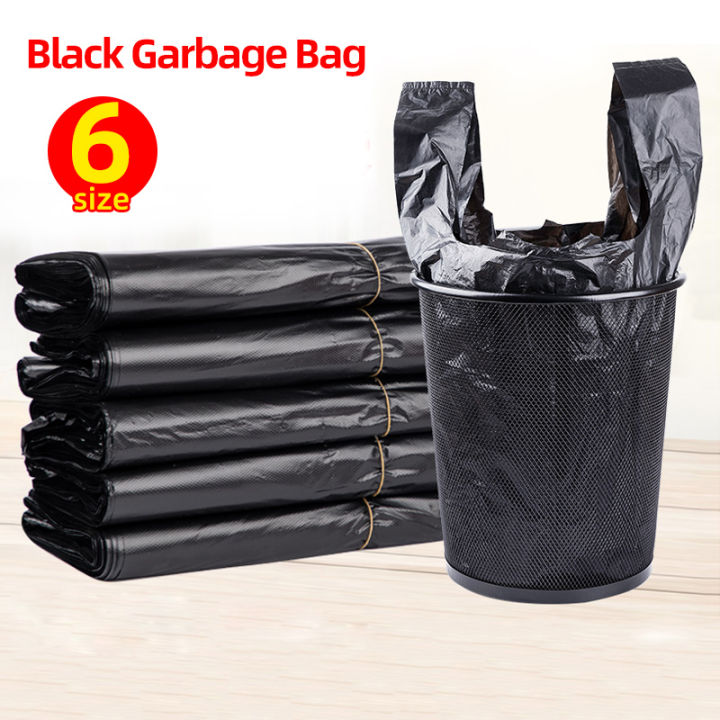 100pcs HD Black Plastic Shopping Bag Trash Bag Garbage Bag Heavy