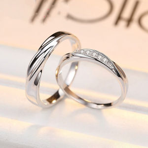 2pcs Mobius Strip Couple Ring Zircon Couple Ring Wedding Promise Couple Adjustable Couple Ring
