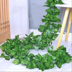 5pc 2.4M Artificial Plants Ivy Strip Large Leaf Rattan Green Fake Plants Vine Hanging for Home Living Room Decoration