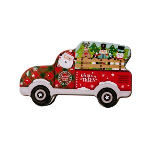 CURRANT Car Shape Christmas Candy Box Santa Claus Snowman Candy Cookies Tin Candy Container Christmas Car Ornament Gift Packing Box For Gift Snacks Treat