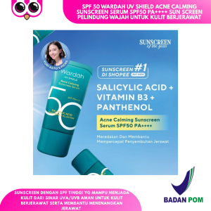 Spf 50 Wardah Uv Shield Acne Calming Sunscreen Serum Spf50 Pa++++ Sun Screen Pelindung Wajah Untuk Kulit Berjerawat