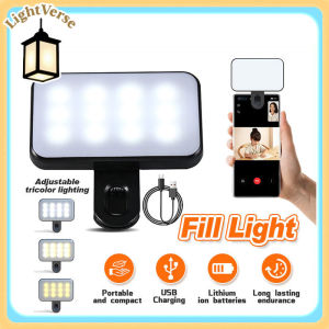 Mini Selfie Fill Light Selfie Light 3 Color Modes Adjustable Brightness Clip-on LED for Phone Computers Photography Makeup