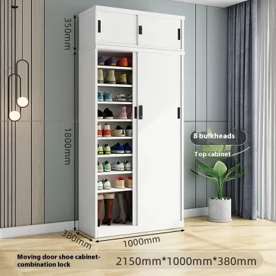 BBH Shoe Cabinet Outdoor Steel Balcony Sliding Door With Lock Household Shoe Rack Storage Cabinet