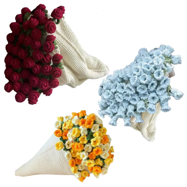 Crochet Flower Bouquet Blanket Set with Step-by-Step Video Tutorial Instruction Beginner Crochet Knitting Supplies