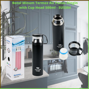 COD One Two Cups Botol Minum Termos Air Panas Dingin with Cup Head 500ml SUS304 / Botol Minum Termos Air Dingin Mini Air Panas Air Es Termos Panas Dingin