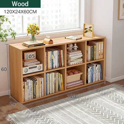 Cube Storage Shelf Wooden Bookcase Floor Standing Open Bookshelf for Home and Office
