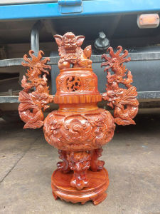 Đỉnh lư hương gỗ hương cao 54 cm ( của bộ 9 món cao 60 cm )