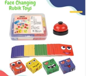 SNI Mainan Anak Susun Ekspresi Muka Face Changing Rubik Cube Mainan Puzzle Anak Family Game (6226)