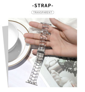 Transparent Resin strap for apple watch band Ultra 49mm smart bracelet i watch series 8 SE 5mm 41mm 44mm 40mm case