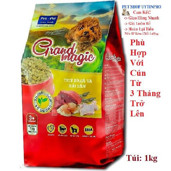 THỨC ĂN CAO CẤP CHO CHÓ Grand magic Dạng viên vị thịt bò, gà và hải ...