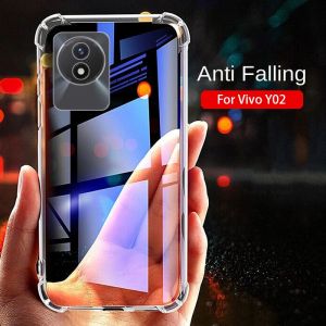 Case For Vivo Y02 Y02t Y02A VivoY02 VivoY02t 4G 2023 2022 Phone Casing Clear Transparent Back Cover Shockproof Amor Bumper Super Anti Drop Simple All Include