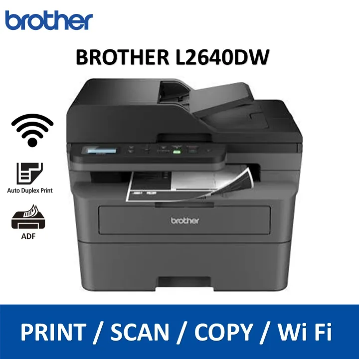 Brother DCP-L2640DW A4 3in1 Mono Laser Printer | B&W | WiFi & Phone Print | Duplex | ADF