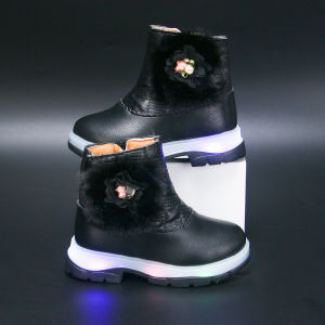 LUCKIDS  LED boots for kids light up zip ankle boots for kids girls rubber shoes size 21-30