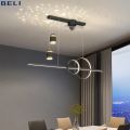 IGDL Nordic starry pendant light with ceiling fan modern luxury dining room lamp creative decorative table chandelier multi-mode hanging lighting copper motor fan lamps. 