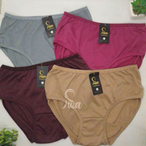 ISWA 12PCS 6PCS 3PCS Celana Dalam Wanita Dewasa Jumbo Polos Bahan Katun Adem / CD Wanita Lusinan