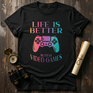 [Local Stock] HBESTY  Life Is Better with Video Games Funny Gamer Men Boys T-Shirt Graphic T Shirts Funny Outdoors High Quality Cotton Short-sleev Tee