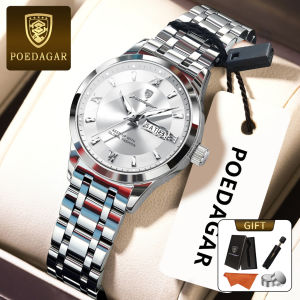 Poedagar Chính Hãng Đồng hồ nữ dây đeo bằng thép không gỉ lịch dạ quang 100% không thấm nước 503