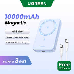 UGREEN 10000mAh Magsafe mini Powerbank 10000mAh Magnetic Wireless Powerbank for Samsung S24 UltraSamsung S23 Ultra iPhone 16 Pro Max iPhone 17 Pro Max Airpods 3 Airpods Pro/ Pro 2 AirPods 4 ANC