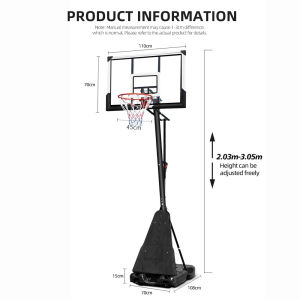 Premium Heavy Duty Basketball Hoop Movable Basketball Stand Height-adjustable Outdoor court For Kids Adults