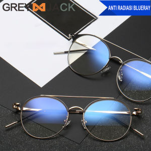 Grey Jack Kacamata Antiradiasi Blueray Metal Style Retro Aviator Oval Fashion Wanita & Pria Terbaru 9025
