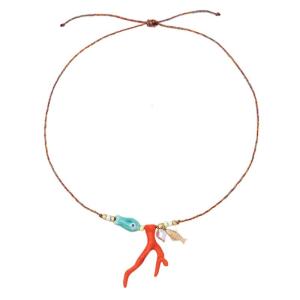 สร้อยคอเซรามิกลายปะการังศิลปะปรับโซ่ไหปลาร้าได้สไตล์ยุโรปสมัยใหม่น้ำหนักเบาของขวัญสำหรับผู้หญิง