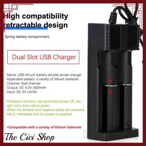 [The Cici Shop] 1 2 Slots Smart 18650 Charger Lithium Battery Charger Universal Battery USB Charger Smart Chargering For Rechargeable Batteries Li-Ion Battery Charger