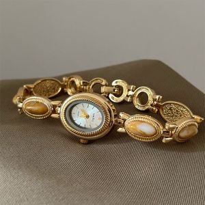 YESMILE Oval Ladies Watch Elegant Colored Gemstones Bracelet Watch Vintage Luxury Wristwatch