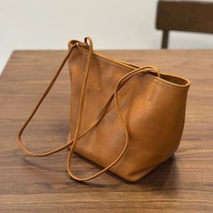 BeeGreen Women Genuine Leather Shoulder Bag Elegant Commuter Underarm Bag Vintage Tote Bag with Detachable Pouch