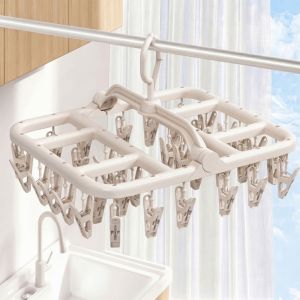 COUPLECOL 32/40 Clips Sock Drying Rack Windproof Plastic Sock Underwear Rack Practical Space Saving Hanging Underwear Clips Household