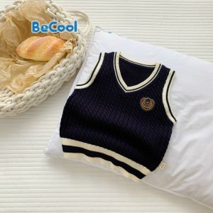 Áo Khoác Gile Len Phối Viền Cho Bé Trai - Bé Gái Áo Gile Phong Cách Hàn Quốc Cho Bé Từ 9-27kg SUMOKIDS