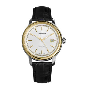 Adriatica Swiss Made Sellita SW200-1 Automatic Watches Silver Gold Index Mens Leather Strap Watch 42mm A1197.2213A