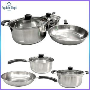 3Pcs Cookware Set with Glass Lids and Stay Cool Handle for All Types of Cookers