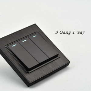 YSVWL Modern Wall Light Switch 13amp 3 Pin universal power socket with usb 1/2/3/4 Gang 1/2 way Black Brushed Flame Retardant PC Panel On/Off 20A water heater air conditioner doorbell switch dimmer Switches 110-250V 10-16A electrical outlet
